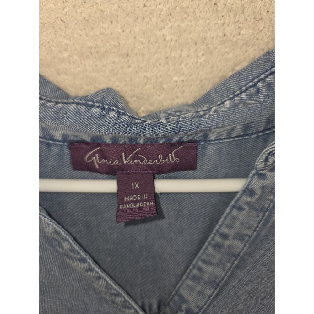 Gloria Vanderbilt Women's Denim Button Down Shirt Size 1X Classic Western Style - Picture 2 of 10